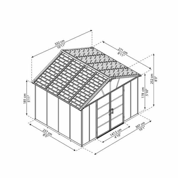 תמונה 13 מחסן גינה - Palram פלרם - דגם 3.3x2.7 יוקון